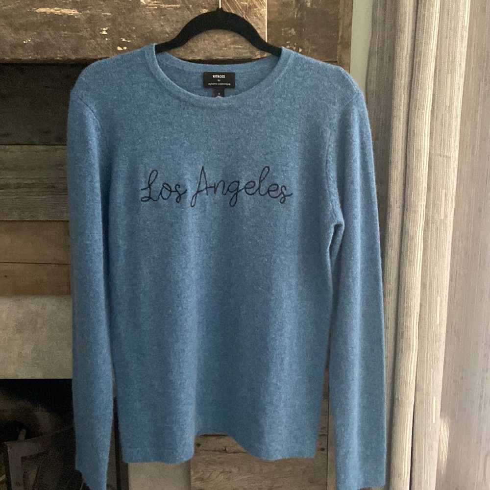 Autumn Cashmere x Kitross 100% Cashmere Sweater Embroidered Los Angeles Graphic